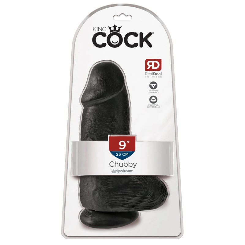 King Cock - Realistyczne Grube Dildo Z Przyssawką 23 CM Czarny